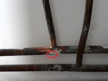 Exemple de piquage sur tuyau en cuivre